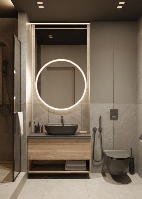 China Retro Black Customized Bathroom Tailored Modern Bathroom Cabinet With Towel Racks for sale