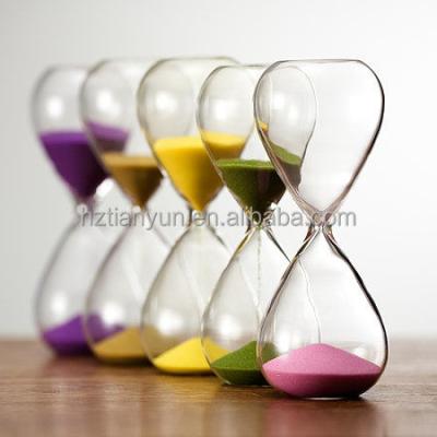 China Reloj de arena soplado de la mano, coloreado minuto del contador de tiempo 5 del reloj de arena de la arena en venta