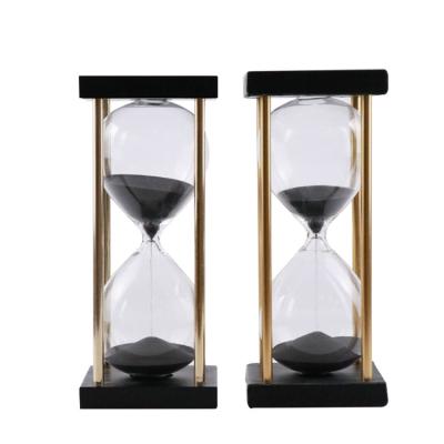 China Luxury home decor Vintage design sand hourglass custom hourglass 20min 10min table sand timer wooden hourglass for sale