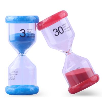 China Colorful Plastic Sand Timer Clock 2 3 5 10 15 30 Min Kids Game Hourglass for sale