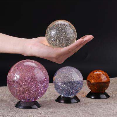 China factory wholesale Decoration home glitter powder inside Acrylic Plastic resin crystal ball for sale