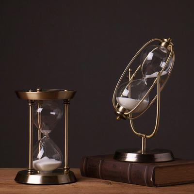 China Desktop Decor Large Antique Brass Hourglass 15 Minute - 2 Hour Sand Hourglass for sale