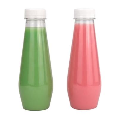 China Degradable Disposable Plastic Juice Bottles Empty Juice Bottles With Caps 350ml for sale