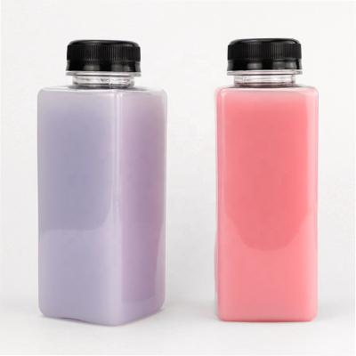 China Botellas de plástico cuadradas de boca ancha 2 oz Botellas portátiles de jugo fresco en venta