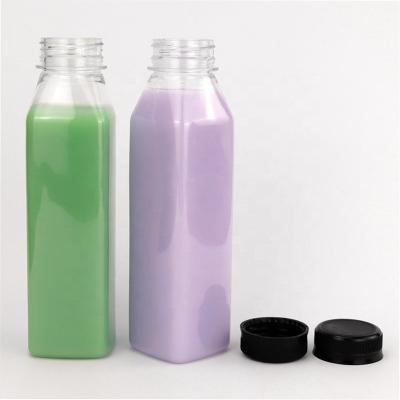 China OEM Plastic Square Bottles Polypropylene Square Juice Bottle With Caps for sale