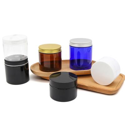 China Medical Airless Empty Plastic PET Jar Cosmetic Glass Jar With Metal Lid for sale