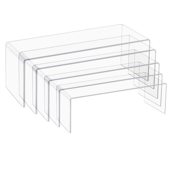 Quality Five Piece Acrylic Riser Display Set Stand Transparent 7.8 X 3.1 X 2.3 Inches for sale