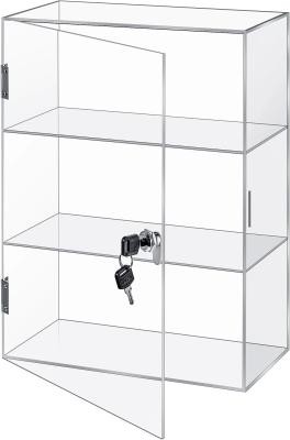 China Casilla de vitrina acrílica de 3 capas, gabinete de exhibición con cerradura y llave, caja de almacenamiento de colección en venta