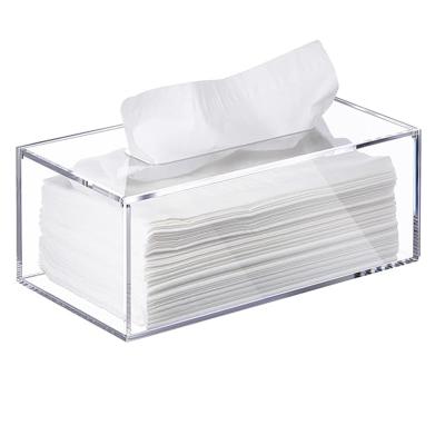 Chine Boîte à tissus transparente porteuse de boîte à tissus acrylique distributeur de tissus de salle de bain rectangulaire boîte décorative à vendre