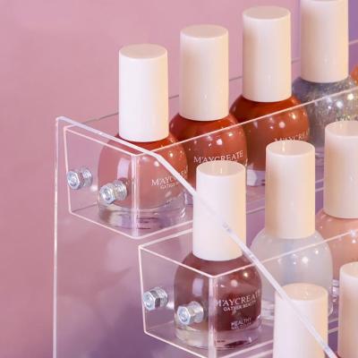China Ladder Display 5 6 Tier Cosmetic Bottle Rack Organizer Showcase Counter Nail Polish Plastic Shelf for sale