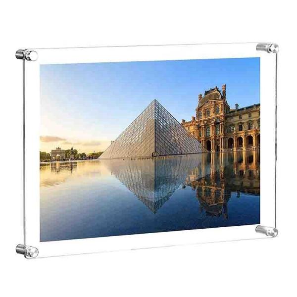 Quality Plexiglass Brochure Acrylic Wall Standoff Sign Holder Floating Frameless Photo Frame Collage for sale