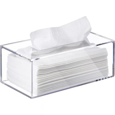 China Custom Printed Tissue Holder Plastic Transparent Clear Cover Square Toilet Paper Acrylic Tissue Box for sale
