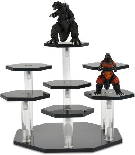 Quality Black Acrylic Display Risers Stands Desktop Toy Action Figure Tiered Shelves for sale