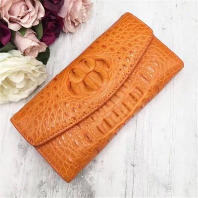 China Authentic True Crocodile Skin Women's Long Chic Wallet Female Card Holders Exotic Real Alligator Leather Lady Clutch for sale