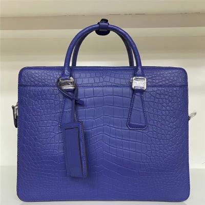 China Authentic Crocodile Belly Skin Matt Finish Navy Blue Businessmen Briefcase Purse Genuine Alligator Leather Male Handbag for sale