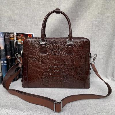 China Authentic Crocodile Skin Businessmen Briefcase Laptop Handbag Genuine Exotic Alligator Leather Male Large Shoulder Bag for sale