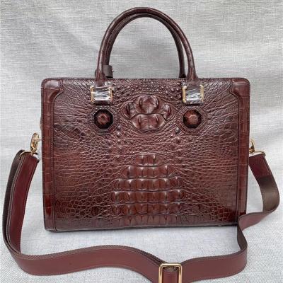 China Genuine Crocodile Skin Businessmen Laptop Briefcase Exotic Alligator Leather Male Working Handbag Large Shoulder Bag for sale