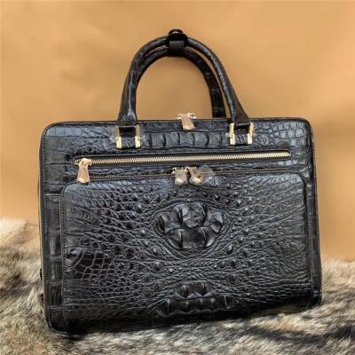 China Alligator Leather Zipper Closure Businessmen Portfolio Bag Large Laptop Handbag Authentic Crocodile Skin Male Briefcase for sale