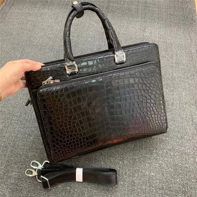 China Authentic Real Crocodile Skin Businessmen Briefcase Large Working Laptop Purse Genuine Alligator Leather Male Purse for sale