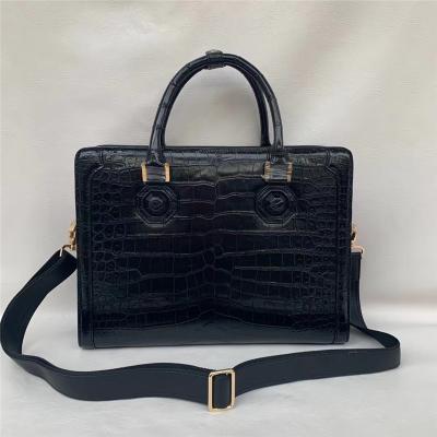 China Authentic Real True Crocodile Belly Skin Businessmen Briefcase Bag Genuine Alligator Leather Male Large Black Handbag for sale