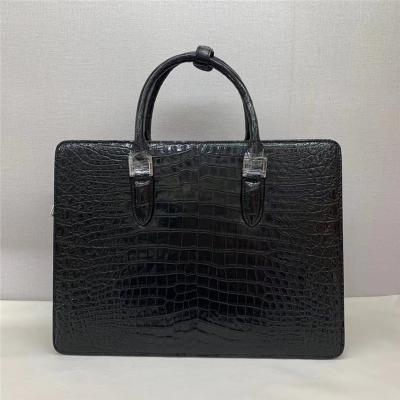 China Authentic Crocodile Belly Skin Businessmen Briefcase Large Coded Working Purse Genuine Real Alligator Leather Male Purse for sale