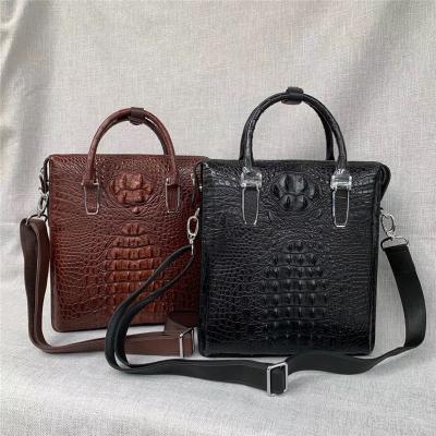 China Exotic Genuine Real Crocodile Skin Men's Working Handbag Authentic Alligator Leather Laptop Briefcase For Male for sale
