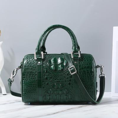 China Fashion Lady Purse Genuine Crocodile Leather Women's Small Boston Bag Exotic Real Alligator Skin Female Zipper Handbag for sale