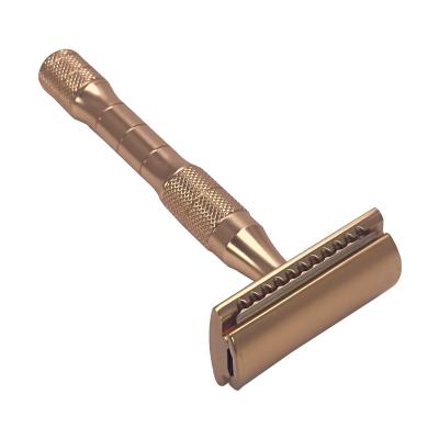 China Stainless Steel Hair Shaving Razor Rose Gold Safety Double Sided Design for sale