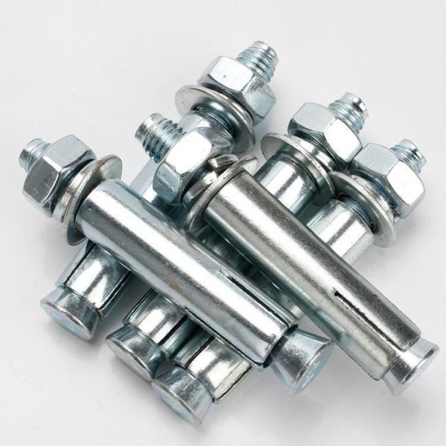 Professional construction fastener set including various sleeve anchor bolt sizes