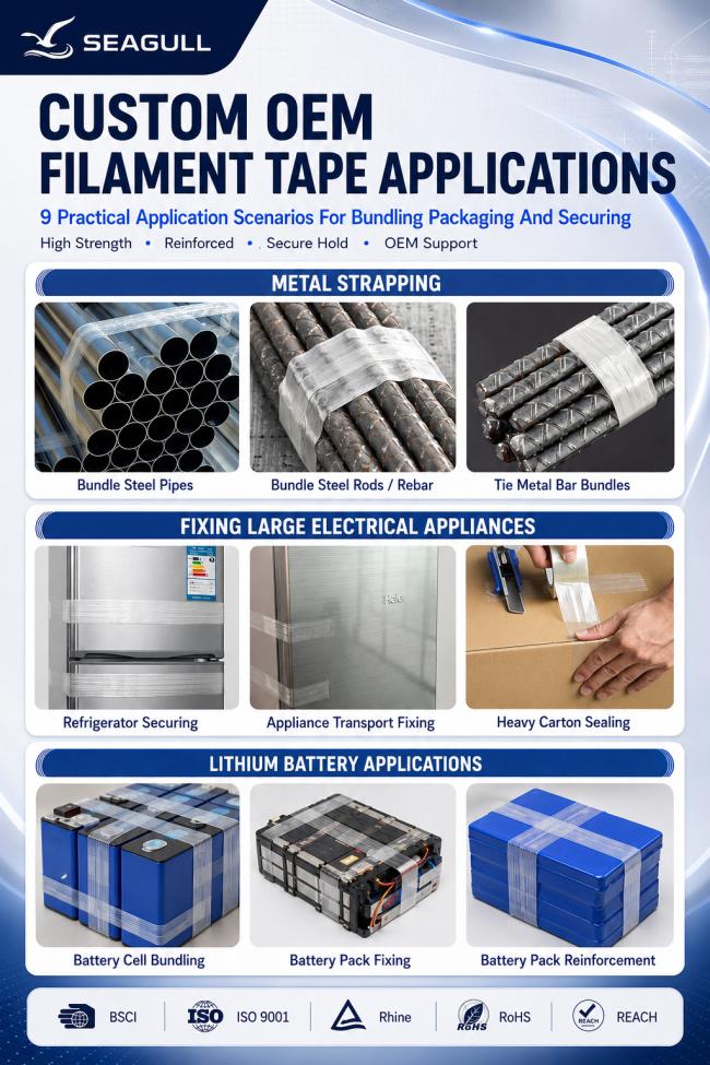 Applications of Filament Strapping Tape For Lithium Battery Cell Bundling