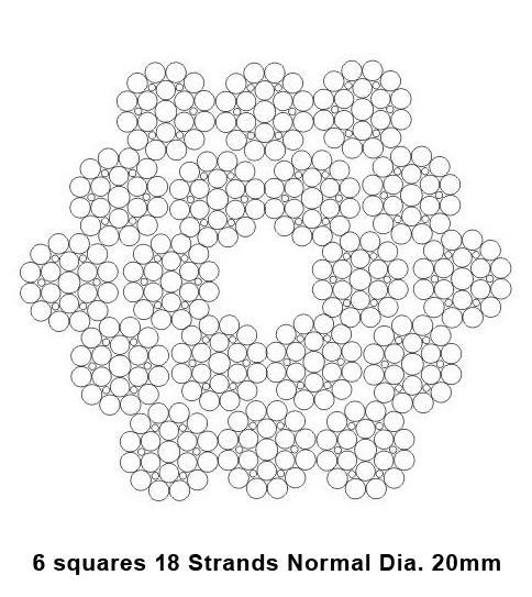 18 Strands Anti twist Galvanized Steel Wire Rope for Transmission Line Stringing 252kN 20mm Diameter