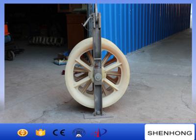 China Nylon Large Diameter Rope Pulley Stringing Block / Cable Pulling Pulley Steel Frame for sale