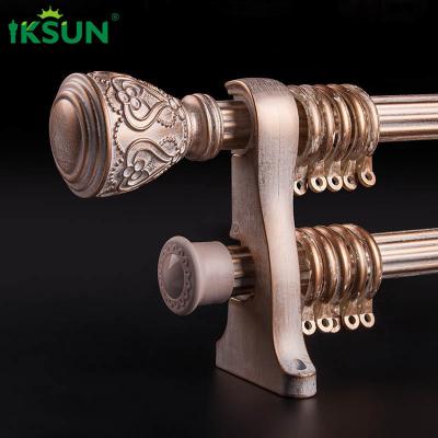 China Gold Retro Curtain Pole , Double Rod Curtain Rod 1.2mm Thickness for sale