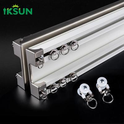 China Double Aluminium Curtain Track 5.8-6.7m White Black Rose Gold Color 30-50kg Load for sale
