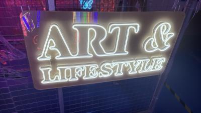 China Custom Life&art style neon sign men cave  exhibition wall lighting deco for sale