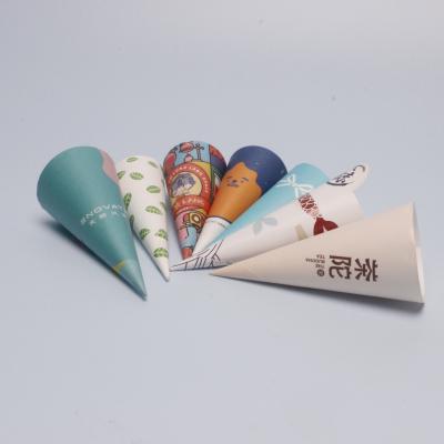 China Disposable Cone Ice Cream Cups Custom Printed Packaging Paper Pack Sleeves for sale