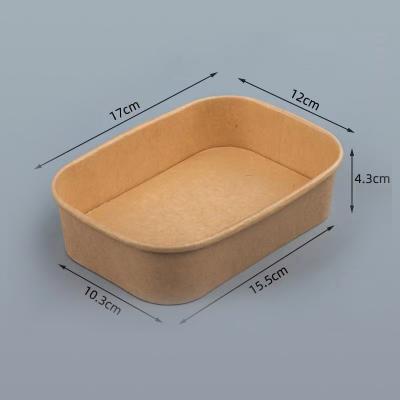 China Kraft Square Paper Bowl With Flat Lid Biodegradable Fast Food Container for sale
