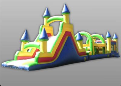 China Blue Outdoor Inflatable Bounce House Obstacle Course For Competitive Game for sale