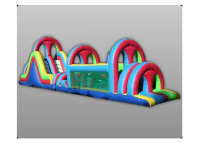 China 0.5mm PVC Tarpaulin Inflatable Obstacle Course Tunnel Game Double Slide for sale