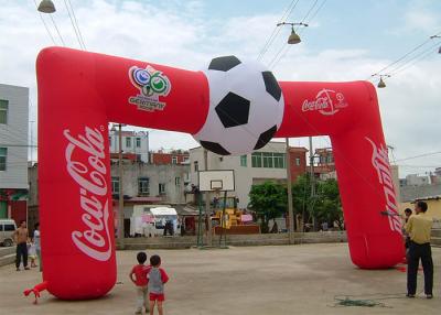 China Football Red Custom Coca Cola Inflatable Entrance Arch , Inflatable Finish Arch With Full Printing for sale