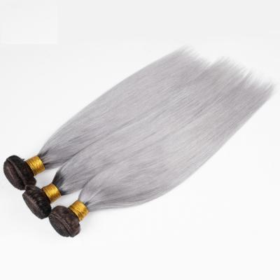 China 1B Straight Grey Ombre Human Hair Extensions Two Tone Indian Hair Bundles for sale