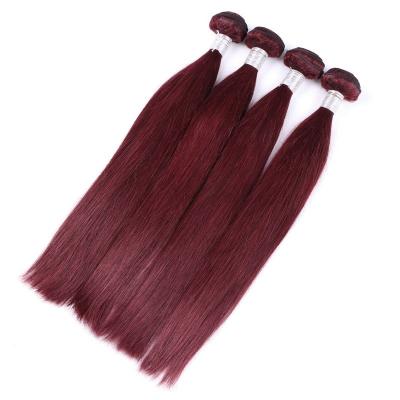 China 99j Burgundy Straight Brazilian Hair Peruvian Human Hair Weave Popular Sell Double Weft for sale