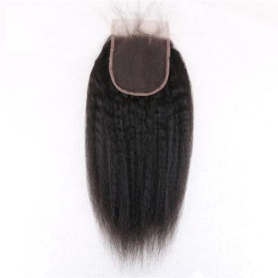 China Black 4 X4 Kinky Straight Closure , Free Part Lace Closure No Tangling for sale