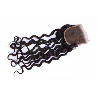 China Top Grade Human Hair Extension Lace Closure 4x4 Any Parting Indian Water Wave Closure for sale