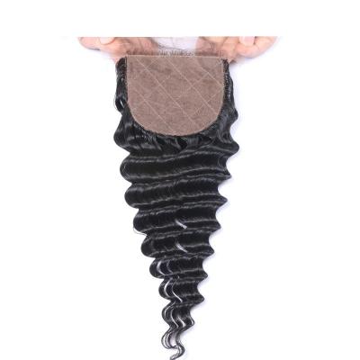 China Brazilian Deep Curly Silk Base Closure 10-20 Inches With 130% Density for sale