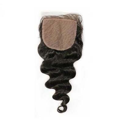 China Loose Wave Human Hair Silk Closure Soft Smooth Natural Head Skin Color for sale