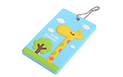 China Cartoon Embossed Custom Plastic Luggage Tags 5*7cm Standard Size SGS Compliant for sale