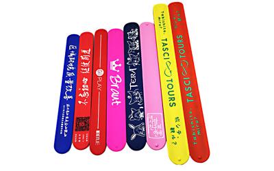 China Colorful Printing Silicone Slap Wristband Non Toxic Materials For Children Toys for sale