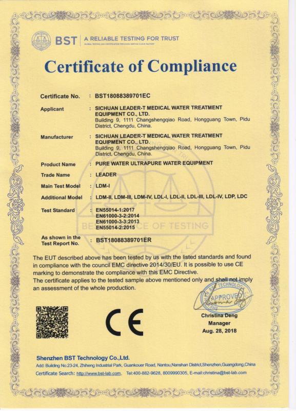 CE - Sichuan Leader-t Water Treatment Equipment Co., Ltd