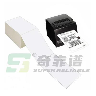 China Fanfold Direct Thermal Labels White Mailing Postage Labels, Perforated, Permanent Adhesive Shipping Labels for sale